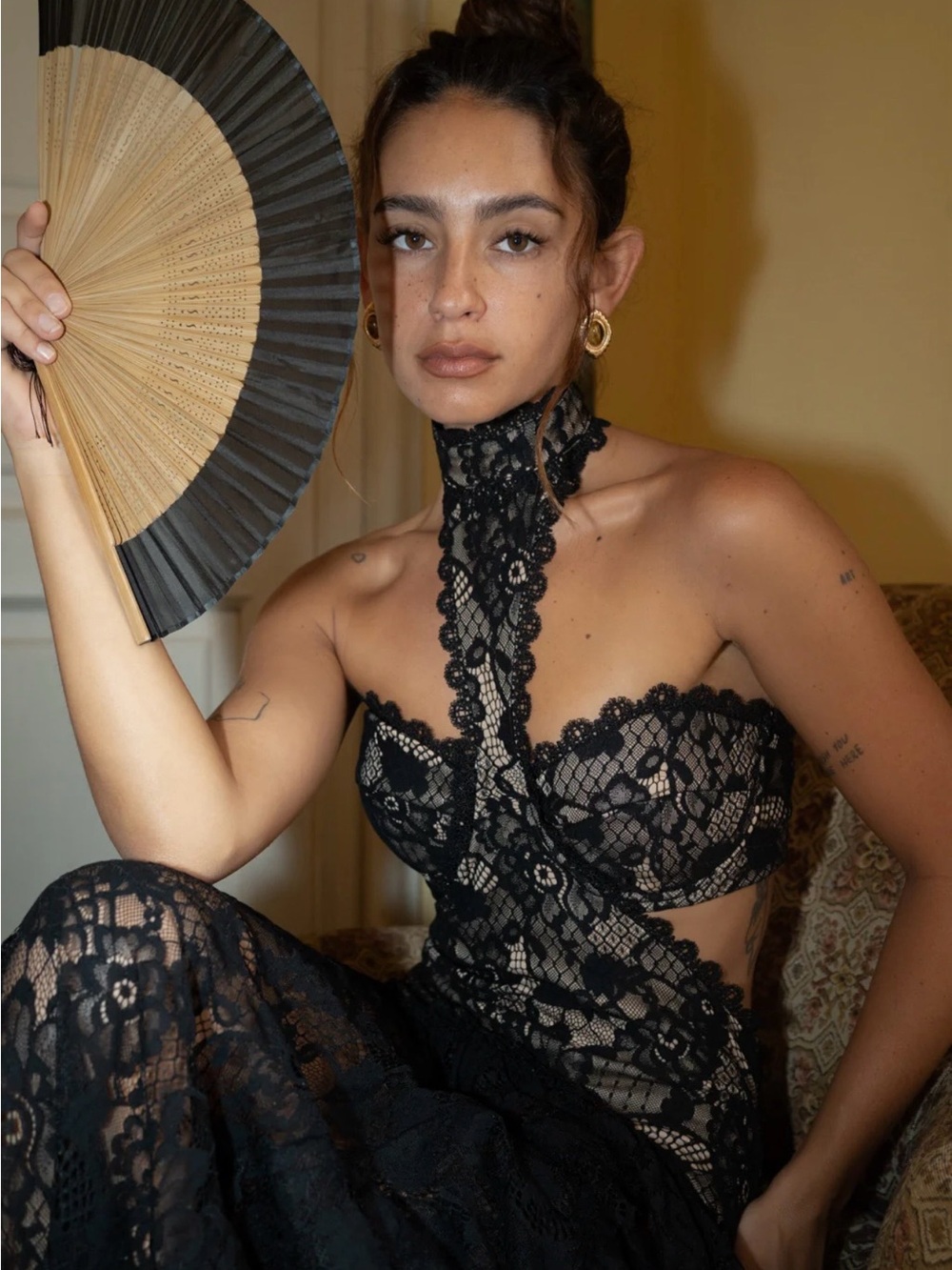 NWOT 12th Tribe Princesa Black Lace Drop Waist Maxi Dress - Picture 3 of 5